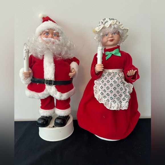 Vintage Motion-ettes 15” Animated W/Sound Santa & Mrs Claus - Works - Picture 1 of 4